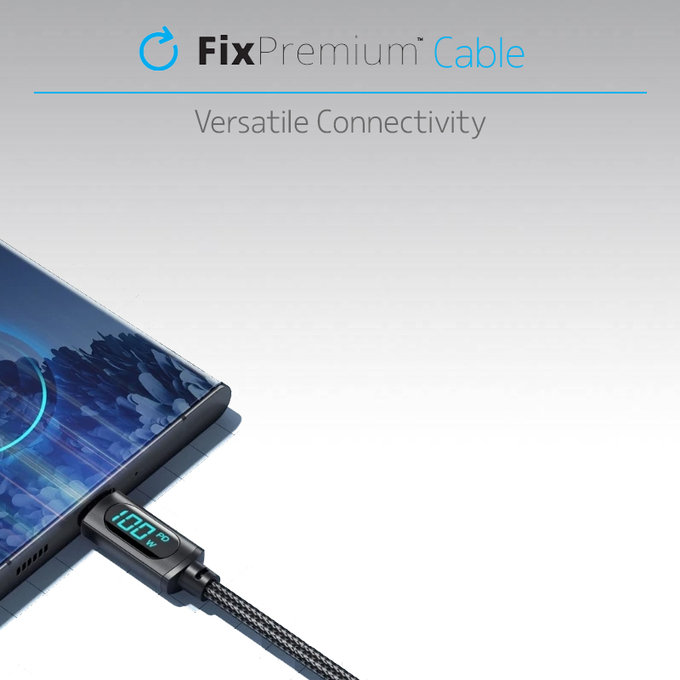 FixPremium - USB-C / USB-C Cablu cu functie Power Delivery (1m), negru