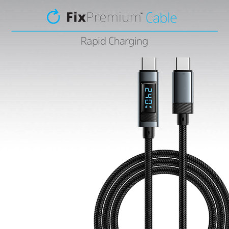 FixPremium - USB-C / USB-C Cablu cu functie Power Delivery (1m), negru
