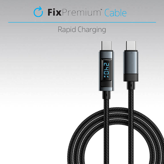 FixPremium - USB-C / USB Cablu cu functie Power Delivery (1m), negru