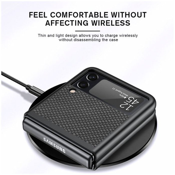 FixPremium - Caz Carbon pentru Samsung Galaxy Z Flip 4, negru