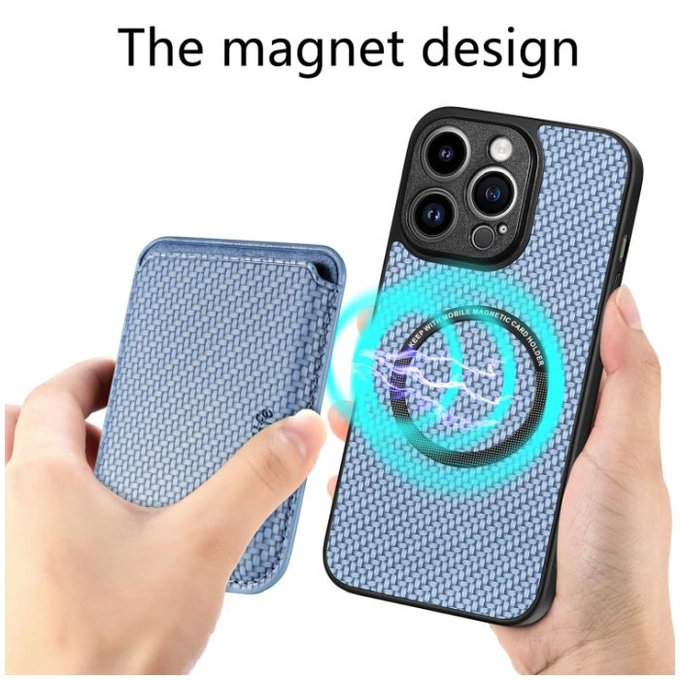 FixPremium - Caz Carbon cu MagSafe Wallet pentru iPhone 14 Pro Max, negru