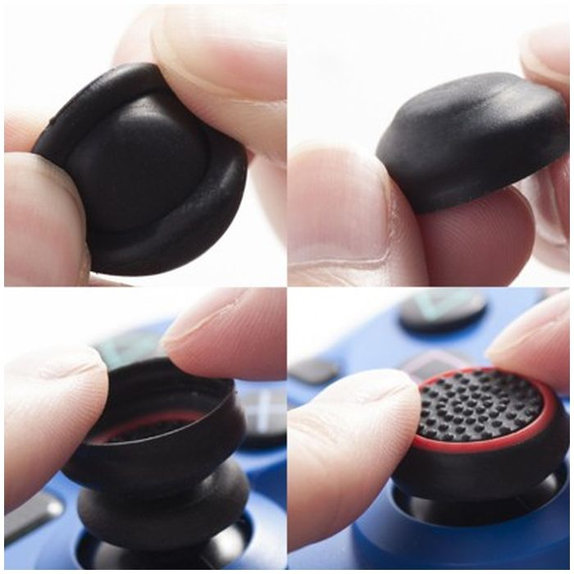 FixPremium - PS4/PS5 Controller Grip Caps - set de 2 buc, transparent negru