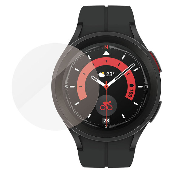 Sticlă securizată Flat Glass AB pentru Samsung Galaxy Watch 5 Pro 45 mm, Transparent, PanzerGlass