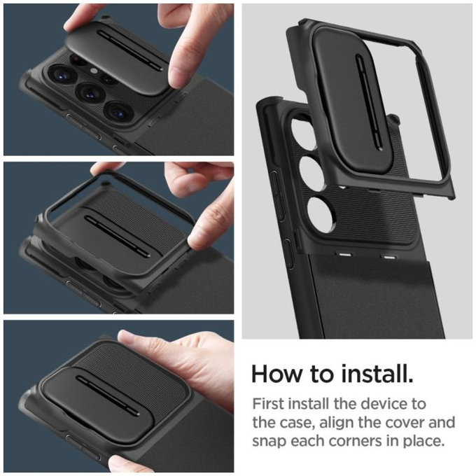 Spigen - Caz Optik Armor pentru Samsung Galaxy S23 Ultra, negru