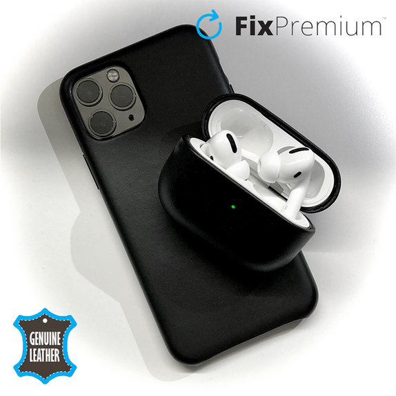 FixPremium - Piele Caz pentru AirPods Pro 2, negru