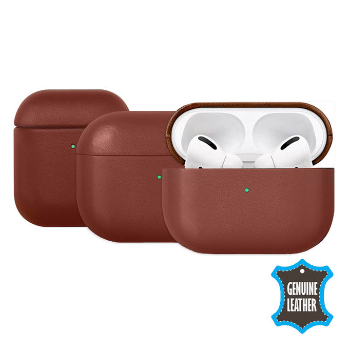 FixPremium - Piele Caz pentru AirPods 1 & 2, maro