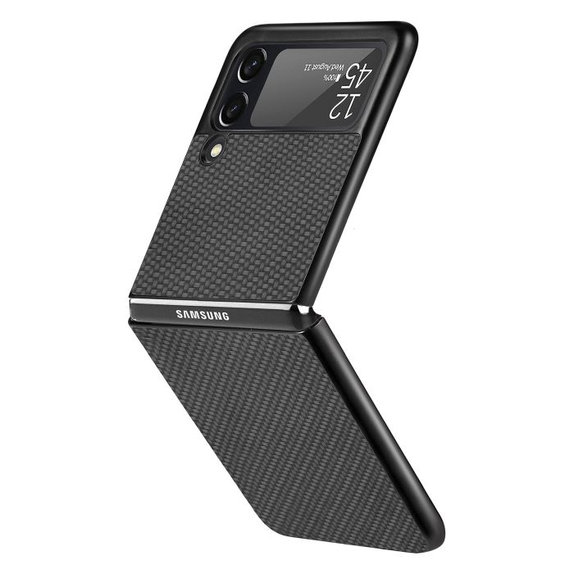 FixPremium - Caz Carbon pentru Samsung Galaxy Z Flip 2, negru