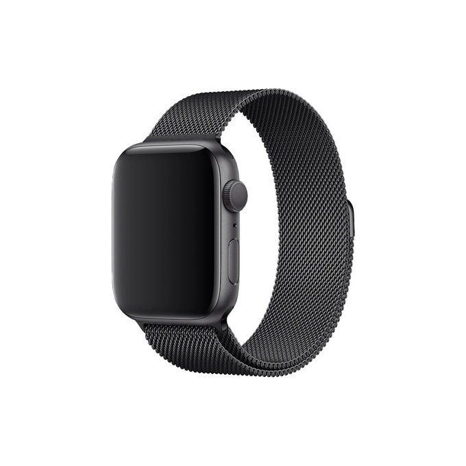 FixPremium - Curea Milanese Loop pentru Apple Watch (42, 44, 45 & 49mm), negru