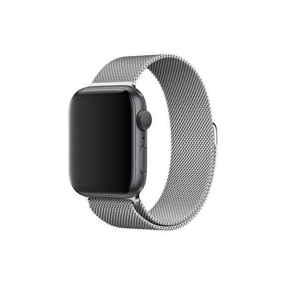 FixPremium - Curea Milanese Loop pentru Apple Watch (42, 44, 45 & 49mm), argint