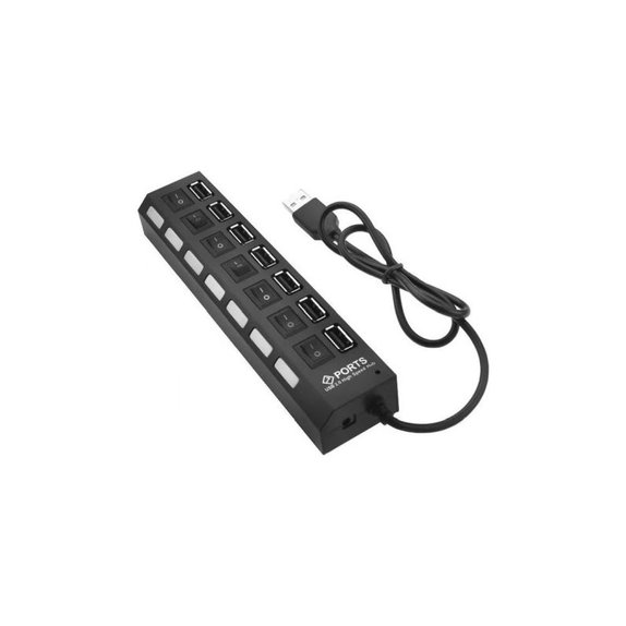 FixPremium - Hub USB cu comutator pentru 7 USB, negru