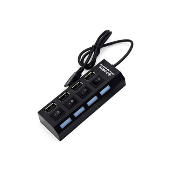 FixPremium - Hub USB cu comutator pentru 4 USB, negru
