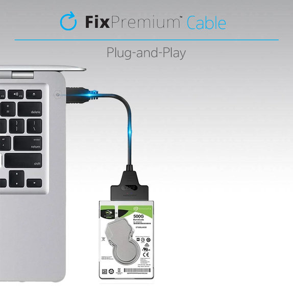 FixPremium - Cablu - USB-C / SATA 2.5", negru
