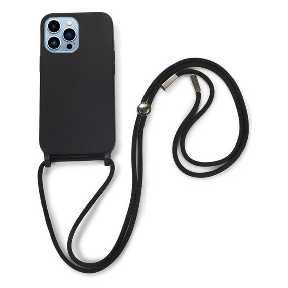 FixPremium - Silicon Caz cu String pentru iPhone 13 Pro, negru