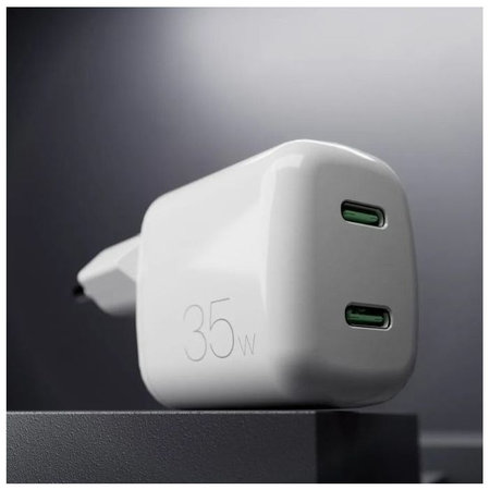 PURO - Adaptor de încărcare MiniPro 2x USB-C, GaN, 35W, alb