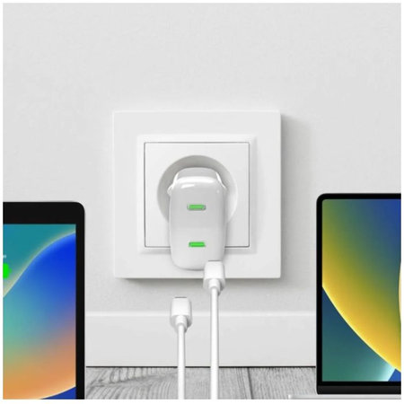 PURO - Adaptor de încărcare MiniPro 2x USB-C, GaN, 35W, alb