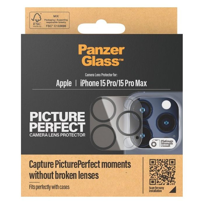 PanzerGlass - Capac de protecție a obiectivul camerei PicturePerfect pentru iPhone 15 Pro & 15 Pro Max, transparent