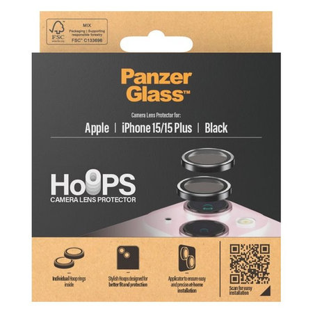 PanzerGlass - Capac de protecție a obiectivul camerei Hoops pentru iPhone 15 & 15 Plus, transparent
