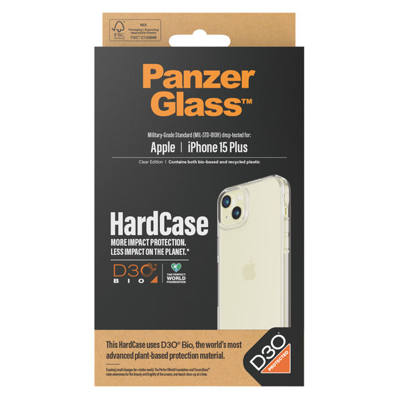 Caz HardCase D3O pentru iPhone 15 Plus, Transparent, PanzerGlass