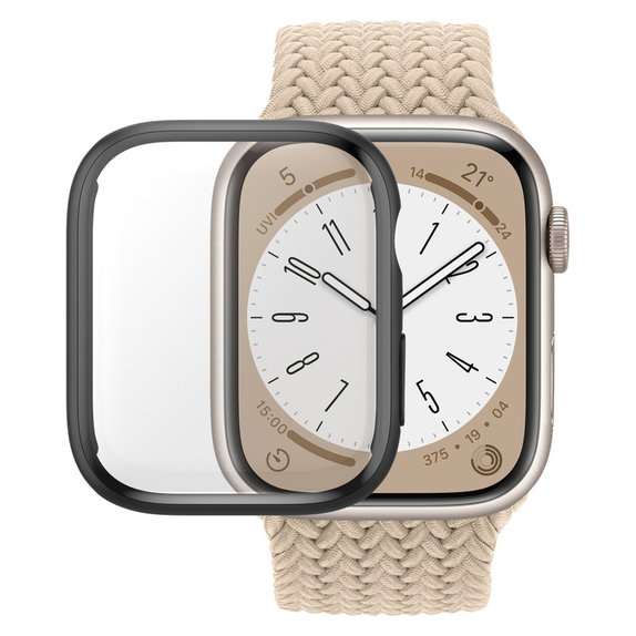 Sticlă securizată Full Body D3O pentru Apple Watch 9/8/7 45 mm, Negru, PanzerGlass