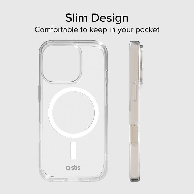 SBS - Caz Light Mag s MagSafe pentru iPhone 15 Pro, transparent