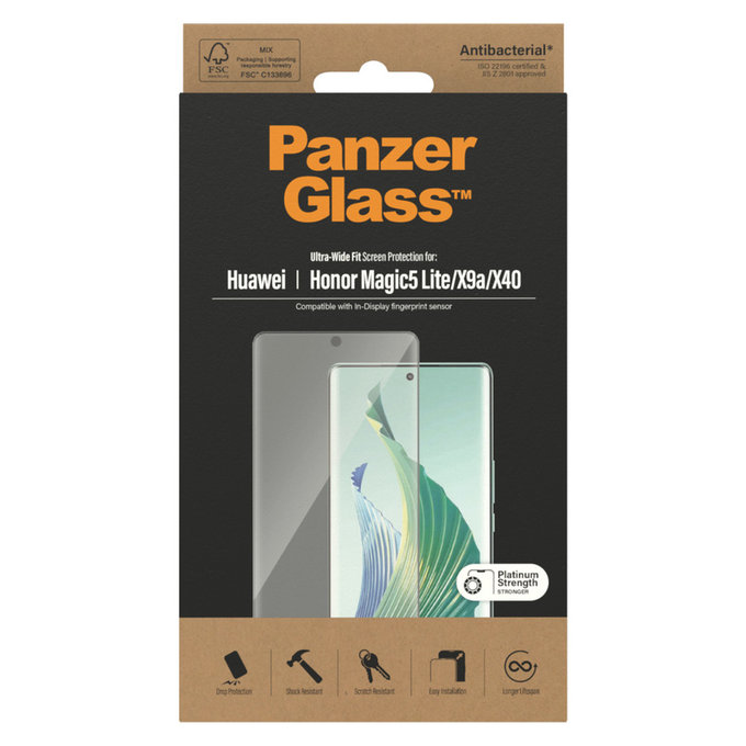 Sticlă securizată UWF pentru Honor Magic5 Lite, Negru, PanzerGlass