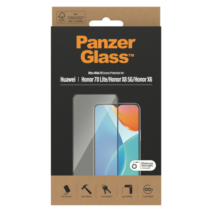 Sticlă securizată UWF pentru Honor 70 Lite, Negru, PanzerGlass