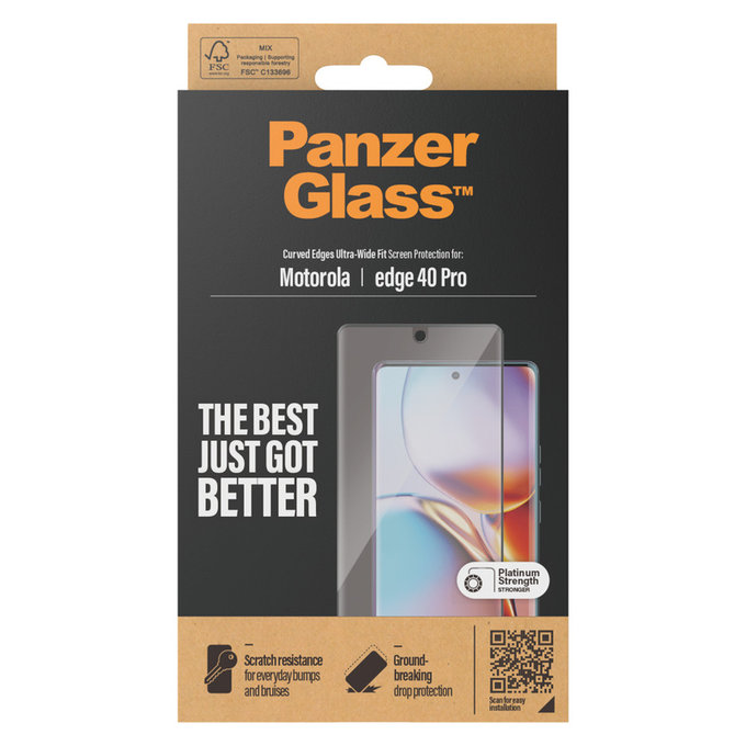 Sticlă securizată UWF pentru Motorola Edge 40 Pro, Negru, PanzerGlass