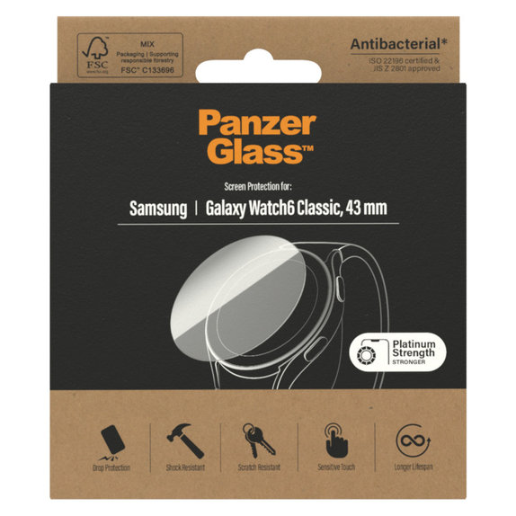 Sticlă securizată Flat Glass AB pentru Samsung Galaxy Watch6 43 mm, Transparent, PanzerGlass