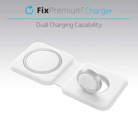 FixPremium - MagSafe Duo pentru iPhone & Apple Watch, alb