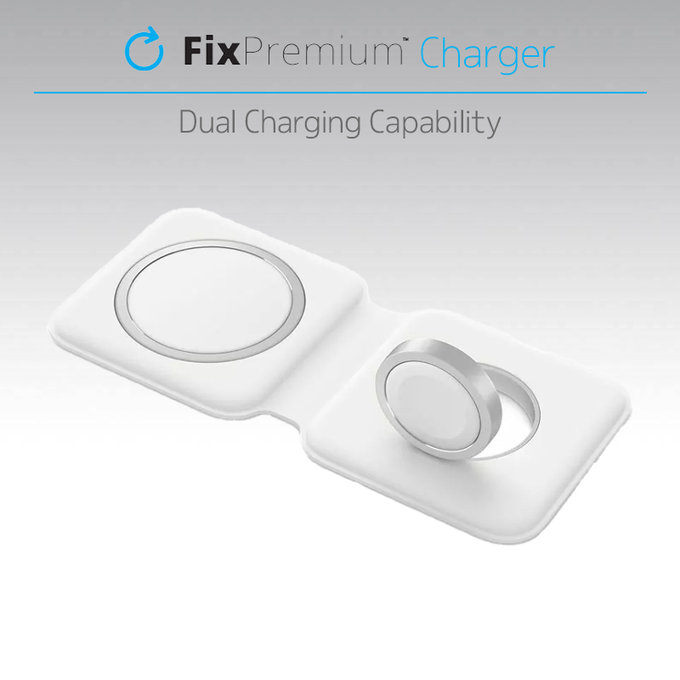 FixPremium - MagSafe Duo pentru iPhone & Apple Watch, alb