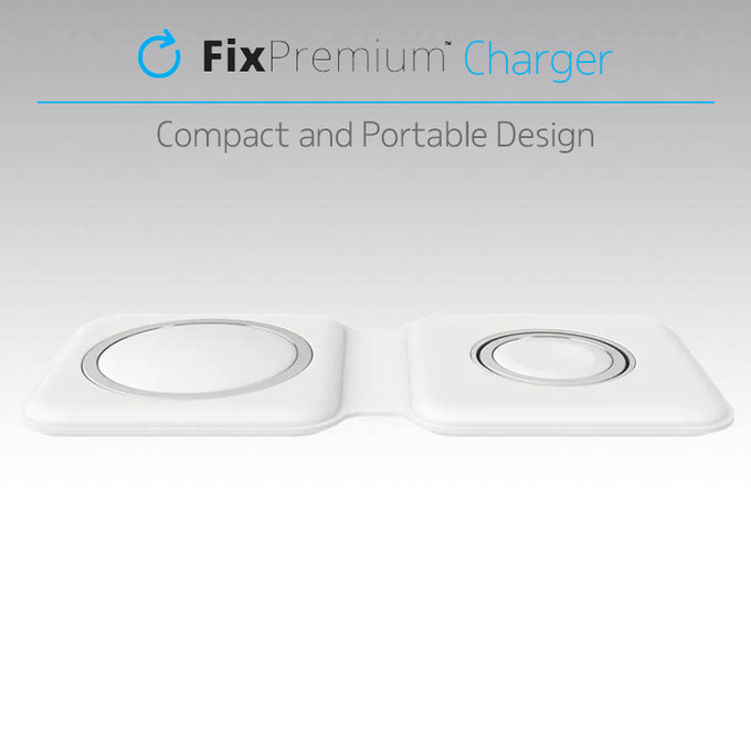 FixPremium - MagSafe Duo pentru iPhone & Apple Watch, alb
