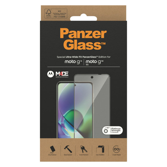 Sticlă securizată UWF pentru Motorola Moto G14/G54 5G, Negru, PanzerGlass