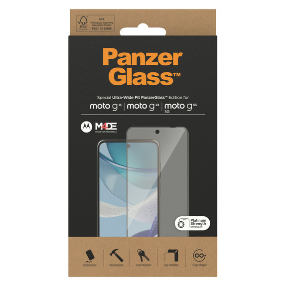Sticlă securizată UWF pentru Motorola Moto G13/G23/G53 5G, Negru, PanzerGlass