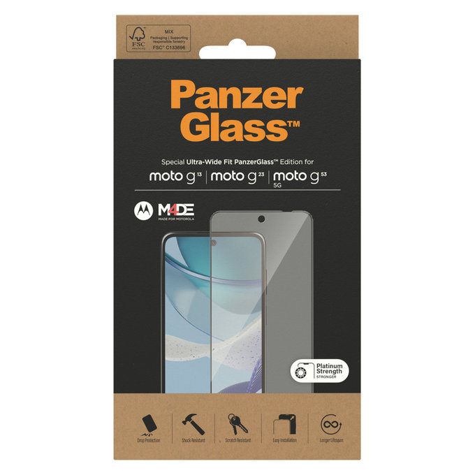 Sticlă securizată UWF pentru Motorola Moto G13/G23/G53 5G, Negru, PanzerGlass