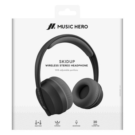 Music Hero - Stereo Căști fără fir Skidup cu microfon, negru