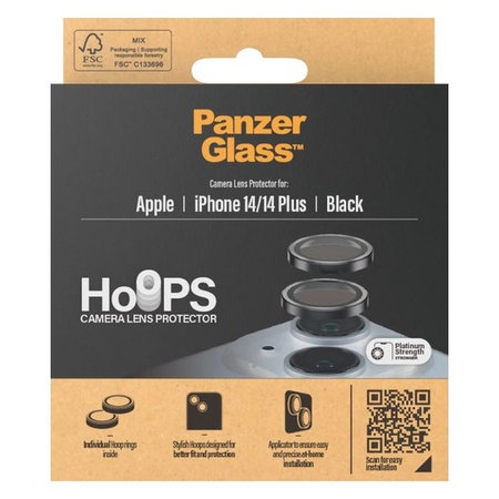 PanzerGlass - Capac de protecție a obiectivul camerei Hoops pentru iPhone 14 a 14 Plus, negru