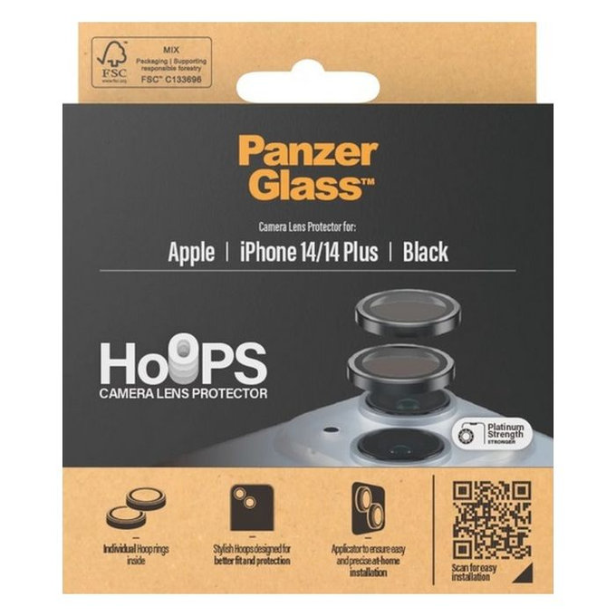 PanzerGlass - Capac de protecție a obiectivul camerei Hoops pentru iPhone 14 a 14 Plus, negru