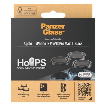 PanzerGlass - Capac de protecție a obiectivul camerei Hoops pentru iPhone 13 Pro a 13 Pro Max, negru