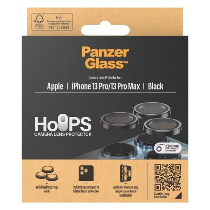 PanzerGlass - Capac de protecție a obiectivul camerei Hoops pentru iPhone 13 Pro a 13 Pro Max, negru