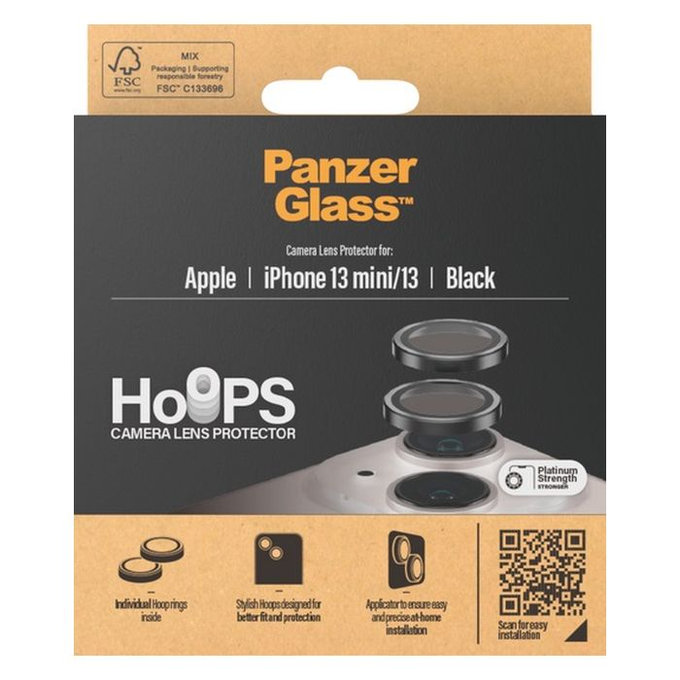 PanzerGlass - Capac de protecție a obiectivul camerei Hoops pentru iPhone 13 a 13 mini, negru