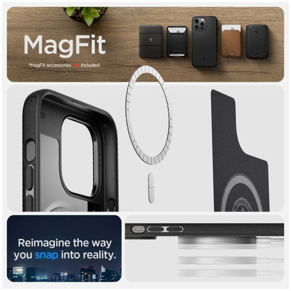 Spigen - Caz Mag Armor cu MagSafe pentru iPhone 14 Pro, Matte Black