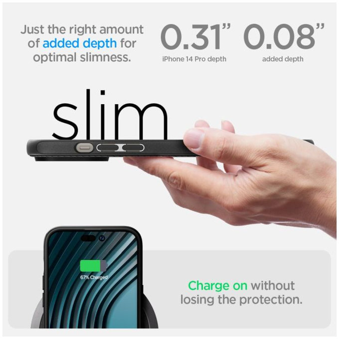 Spigen - Caz Mag Armor cu MagSafe pentru iPhone 14 Pro, Matte Black