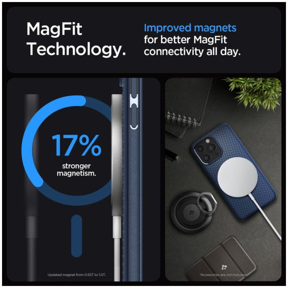 Spigen - Caz Mag Armor cu MagSafe pentru iPhone 15 Pro Max, Navy Blue