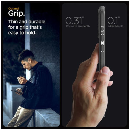 Spigen - Caz Mag Armor cu MagSafe pentru iPhone 15 Pro, Matte Black