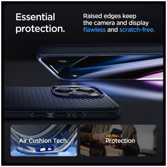 Spigen - Caz Mag Armor cu MagSafe pentru iPhone 15 Pro, Navy Blue