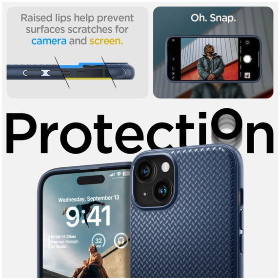 Spigen - Caz Mag Armor cu MagSafe pentru iPhone 15, Navy Blue