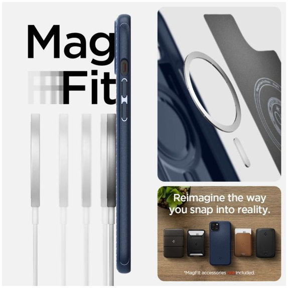 Spigen - Caz Mag Armor cu MagSafe pentru iPhone 15, Navy Blue