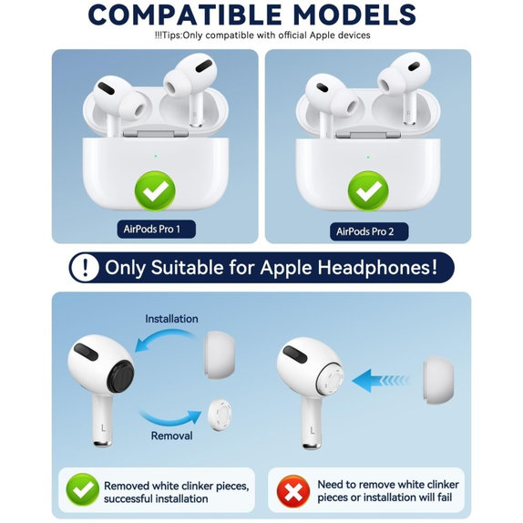 FixPremium - AirPods Pro Tips - Set 2 buc. (L, S), white