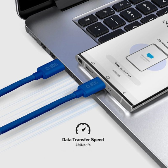 SBS - Cablu USB-C/USB-C, 60W, PD, 1.5m, albastru