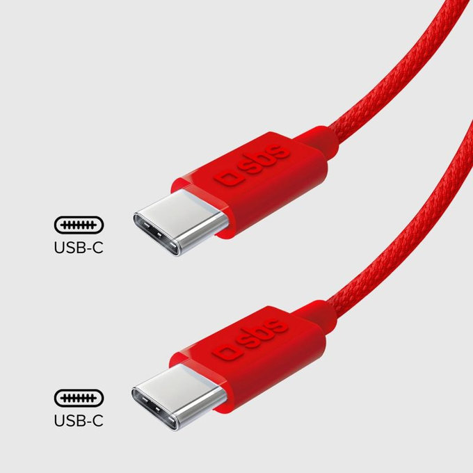 SBS - Cablu USB-C/USB-C, 60W, PD, 1.5m, roșu